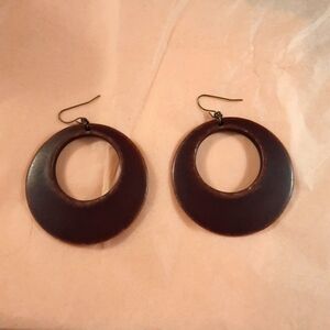 Vintage Brown hoops front dangle earrings 1970's